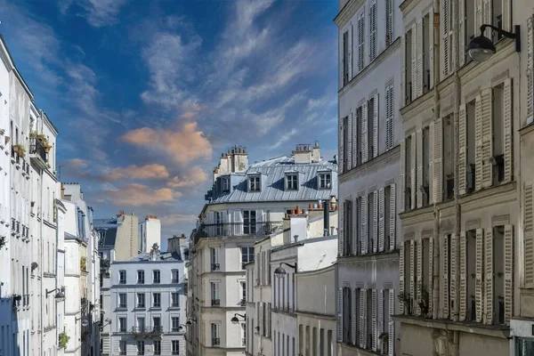 Paris Pequenas Casas Ruas Edifícios Típicos Montmartre — Fotografia de Stock