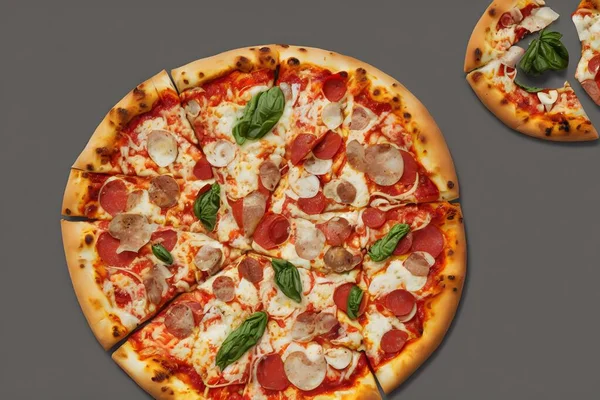 Imagem Deliciosa Pizza Com Queijo Outros Ingredientes — Fotografia de Stock
