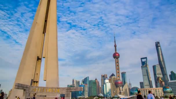 Tidsförskjutning Shanghais Skyline — Stockvideo