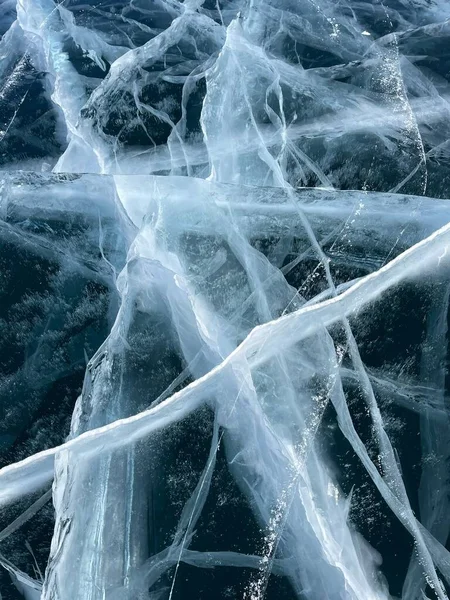 Tiro Vertical Lago Congelado Baikal Luz Dia Perfeito Para Papéis — Fotografia de Stock
