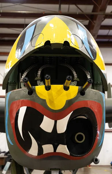 Bomber Wwii Airplane Nose Painting Machine Guns — Stock Photo, Image