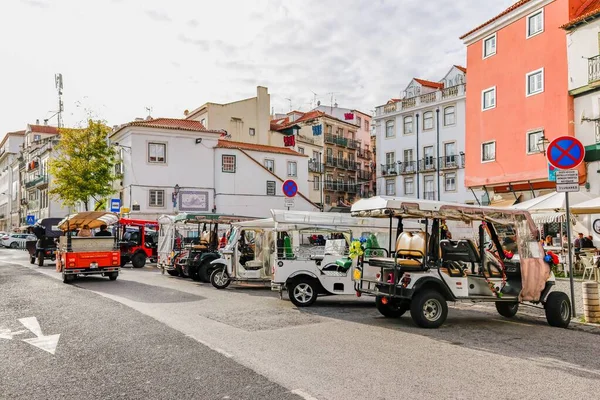 Several Tuk Tuk Tourist Vehicles City Lisbon — Stock Photo, Image