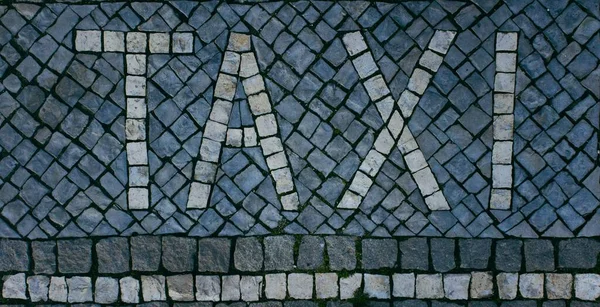 Вид Сверху Текст Такси Написанный Камнями Камнями — стоковое фото