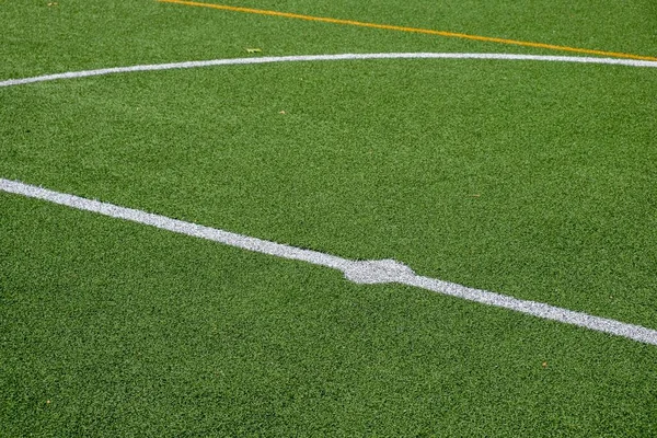 Une Partie Centrale Terrain Football Gazon Artificiel — Photo