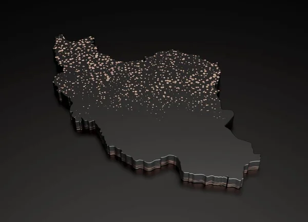Μια Τρισδιάστατη Απεικόνιση Του Χάρτη Υφής Μαύρης Πέτρας Του Ιράν — Φωτογραφία Αρχείου