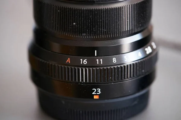 Closeup Camera Lens White Surface — Stock Photo, Image