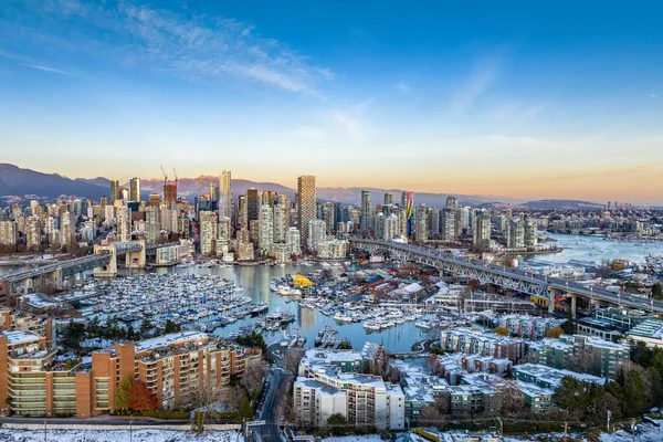 Aerial Shot Beautiful Vancouver City Canada Many Skyscrapers Winter — Stock Photo, Image