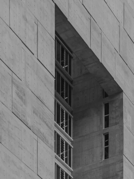 Ein Schwarz Weiß Von Einem Gebäude Und Fenstern Der Hauptstadt — Stockfoto