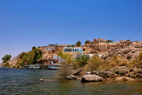 Paisaje Urbano Escénico Orilla Del Mar Egipto Contra Cielo Azul — Foto de Stock