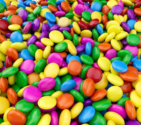 Renderowania Stosu Pyszne Żywe Okrągłe Cukierki Wszystkich Kolorach — Zdjęcie stockowe