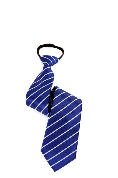 Una Toma Vertical Una Corbata Poliéster Rayas Azules Aislada Sobre —  Fotos de Stock