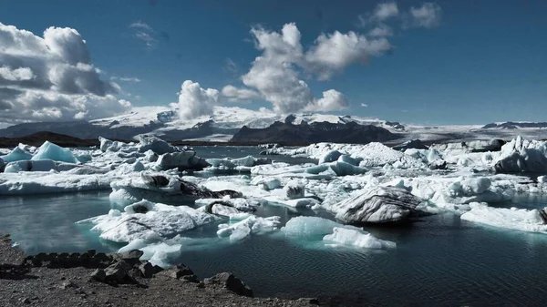 Vista Jokulsarlon Lago Glacial Parque Nacional Vatnajokull Islândia — Fotografia de Stock