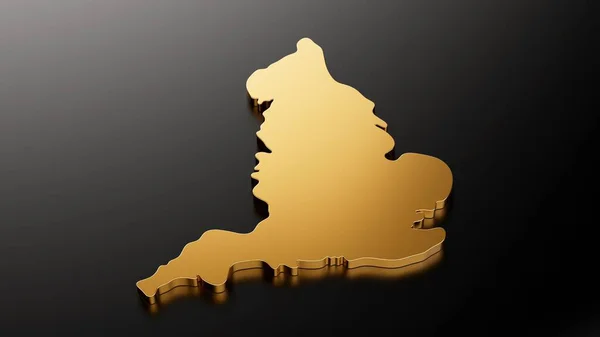 Siyah Arka Planda Parlak Altından Yapılmış Boyutlu Bir Ngiltere Haritası — Stok fotoğraf