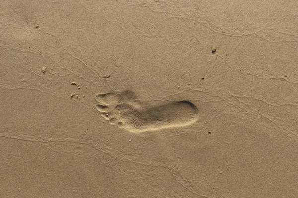 沙地上脚印的特写镜头 — 图库照片