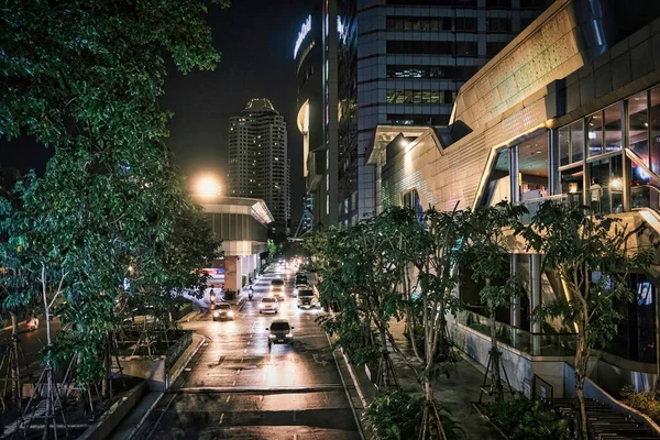 Uma Estrada Noite Com Tráfego Bangkok Tailândia — Fotografia de Stock