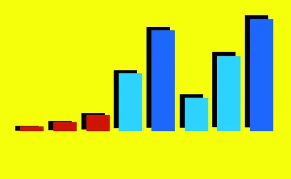 Ilustração Estatísticas Sobre Fundo Amarelo Gráficos Cores Diferentes — Fotografia de Stock