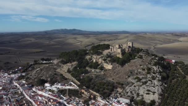 Pemandangan Udara Kota Bosque Pegunungan Pedesaan Cadiz Andalusia Spanyol Selatan — Stok Video