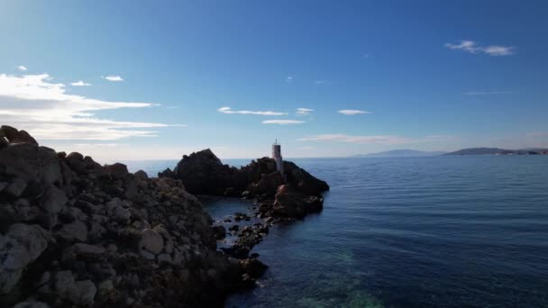 Flygbild Den Vackra Faro Isla Del Aguilica Aguilas Murcia Spanien — Stockvideo