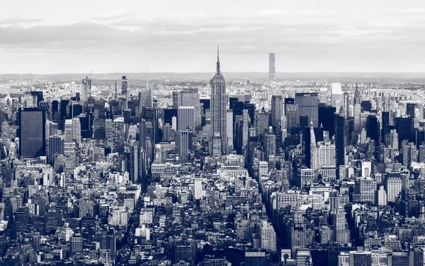 Antenn Gråskala Utsikt Över Skyline Manhattan City New York Usa — Stockfoto