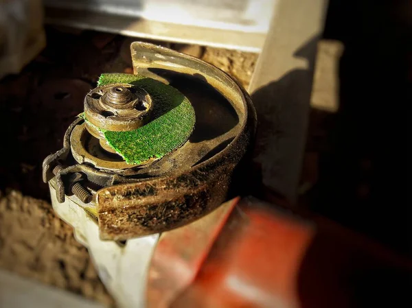 Broken Cutting Wheel Angle Grinder Closeup Shot — Stock Photo, Image