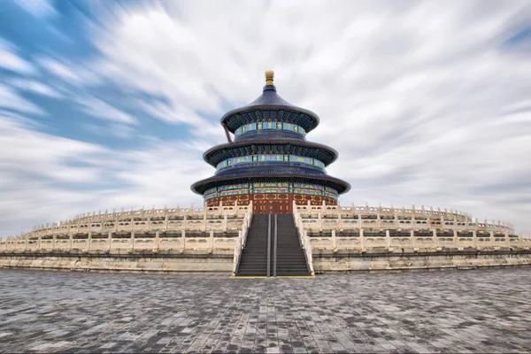 stock image A long exposure the temple of heaven under the beautiful clouds in Beijing