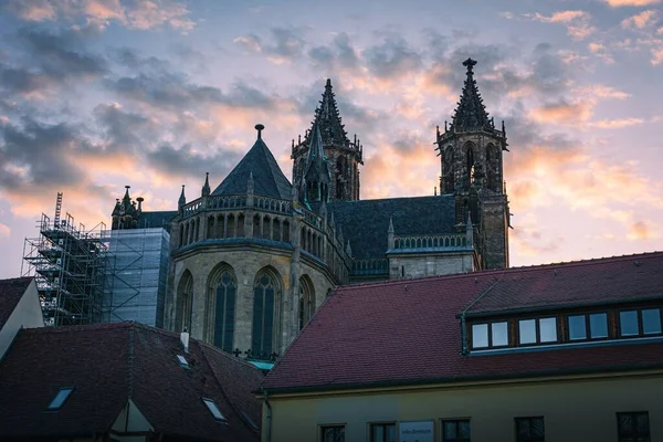 Catedral Magdeburgo Pôr Sol Alemanha — Fotografia de Stock
