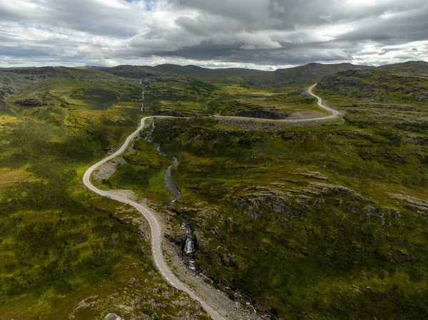 Повітряний Вид Звивистої Дороги Північної Норвегії Гавуїсунду — стокове фото