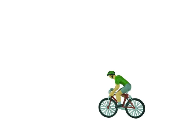 Гоночний Велосипедист Ізольований Білому Тлі Вид Збоку — стокове фото