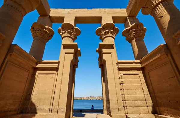 Trajan Kioszkjának Hypaethralis Temploma Belülről Dél Egyiptomi Agilkia Szigeten Található — Stock Fotó