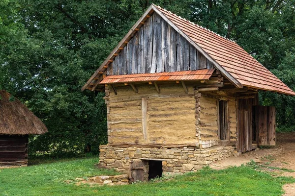 A storage building with a cellar in the open-air museum in Straznice in the south Moravian region of the Czech Republic