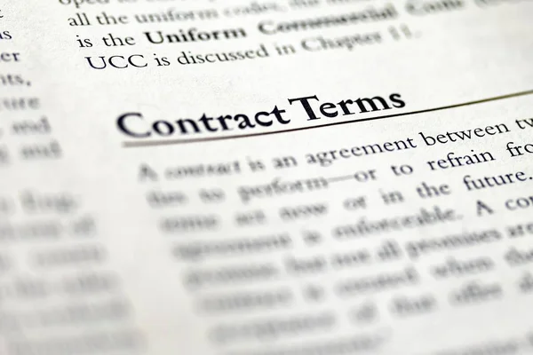 Part Contract Terms Written Legal Business Law Textbook — Stock Photo, Image