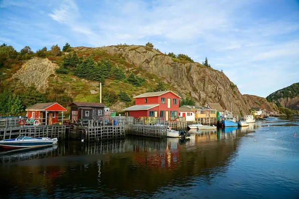 Beautiful View Houses Reflecting Water Newfoundland Canada — Stock Photo, Image