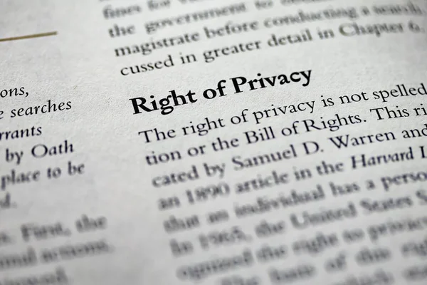 Die Hervorgehobene Formulierung Recht Auf Privatsphäre Einem Lehrbuch Für Wirtschaftsrecht — Stockfoto