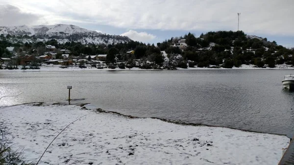 Piękne Ujęcie Śnieżnego Krajobrazu Wiosce Villa Pehuenia Neuquen Argentynie — Zdjęcie stockowe