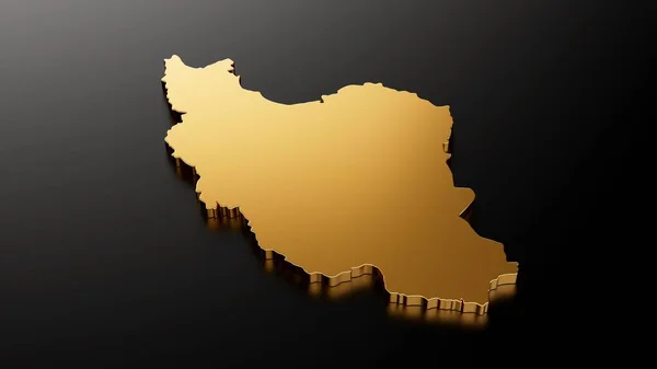 Una Ilustración Del Mapa Oro Irán Aislado Sobre Fondo Negro —  Fotos de Stock