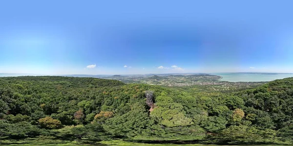 Vzdušný Pohled Rozhlednu Kisfaludy Lesní Krajinu Maďarsku — Stock fotografie