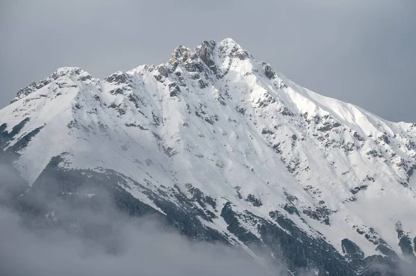 Montagnes Enneigées Nordkette Tyrol Dans Brouillard Sont Une Expérience Fantastique — Photo