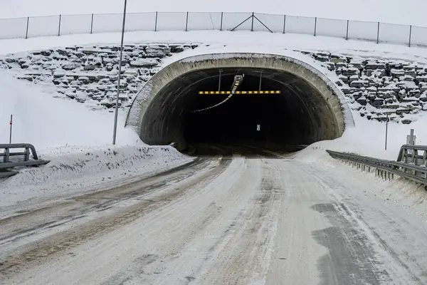 一条通向雪地隧道的路 — 图库照片