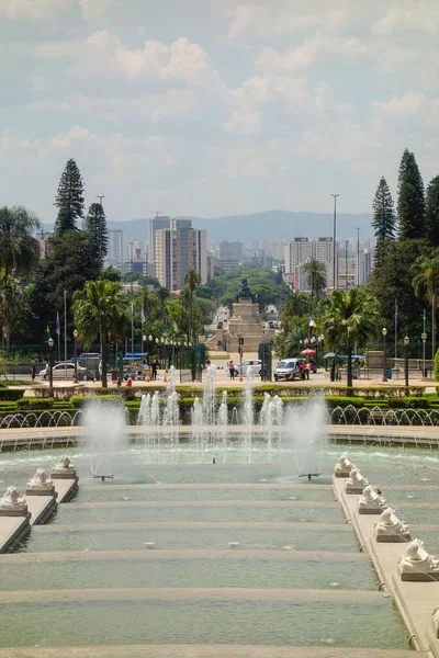 High Angle View Ipiranga Museum Garden Fountains Sao Paulo Cityscape — Stock Photo, Image