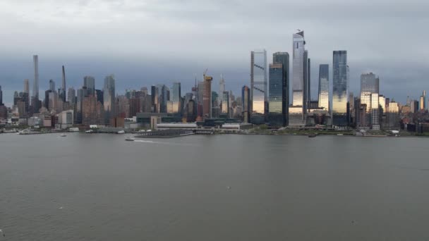 Een Luchtfoto Van Weehawken Township New Jersey Bij Hudson River — Stockvideo
