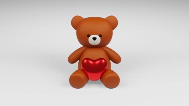 Una Representación Digital Una Linda Figura Oso Peluche Marrón Con — Vídeos de Stock