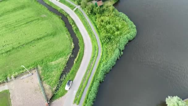 Zaanse Schans Zaandijk Hollanda Daki Yeşil Bir Tarladaki Yel Değirmenlerinin — Stok video