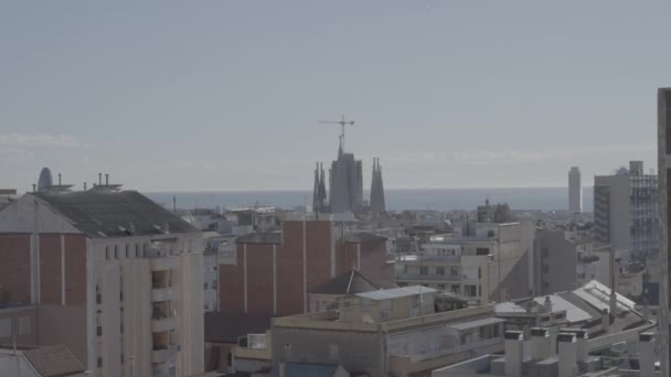 Ünlü Sagrada Familia Barcelona Bir Manzara — Stok video