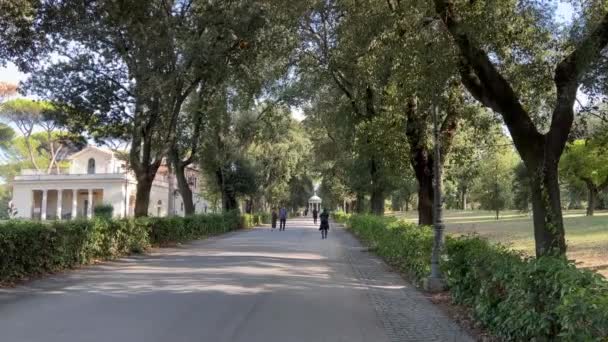 Krásný Výhled Lidi Procházející Zahradě Villa Borghese Římě — Stock video
