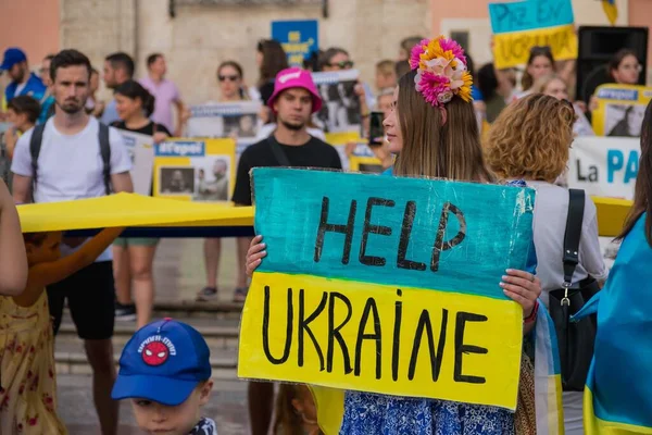 Manifestazione Degli Ucraini Respinti Guerra Ucraina Valencia Spagna — Foto Stock