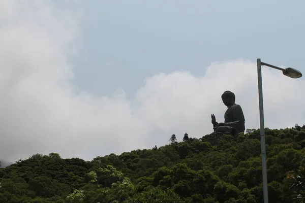 stock image The big Buddha sculpture on the green forested hillside