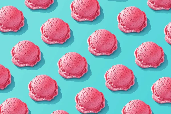 Ένα Τρισδιάστατο Ροζ Μοτίβο Παγωτού Φράουλα Παστέλ Μπλε Φόντο Καλοκαιρινή — Φωτογραφία Αρχείου