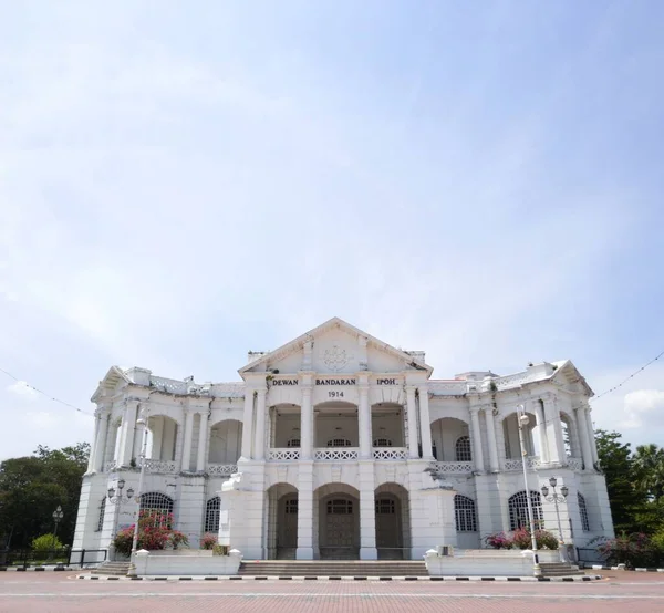 Famous Ipoh Townhall White Old British Colonial Style Building — Stock Photo, Image