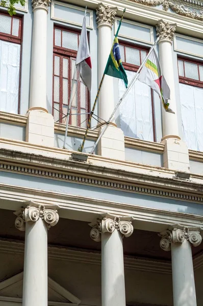 Bandera Brasil Levantada Frente Edificio Corte Justicia Minas Gerais Belo —  Fotos de Stock