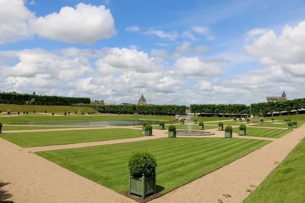 Piękny Zielony Ogród Chodnikami Chateau Villandry Wiejski Dom Indre Loire — Zdjęcie stockowe